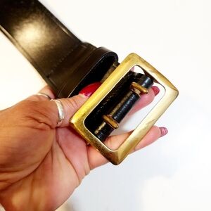 Jay Pee Women's Black Genuine Top Grain Cowhide Leather Belt with Gold Buckle 36